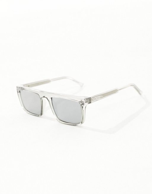 Lunettes De Soleil Freak Scene - Monture Noir Transparent, Verres Miroir Argenté - Taille M, Unisexe