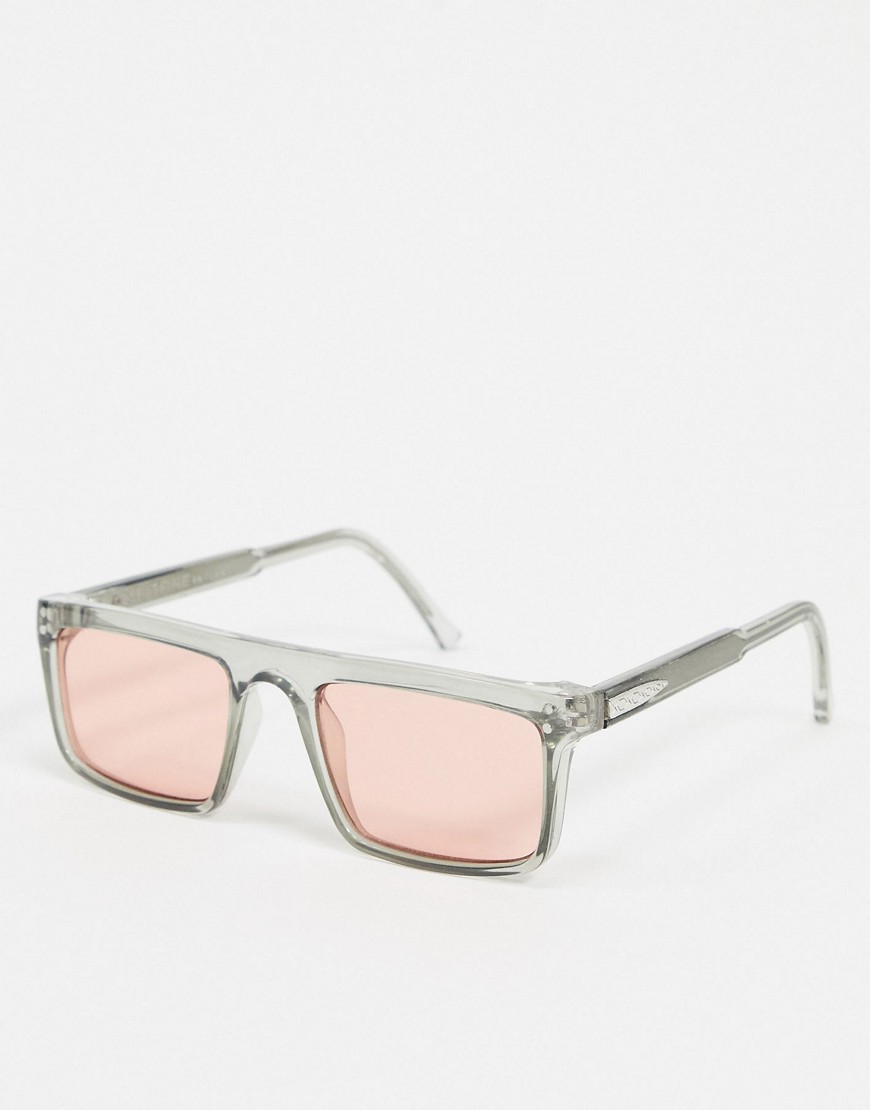 Spitfire Deltoid square sunglasses in grey with pink lens-Green