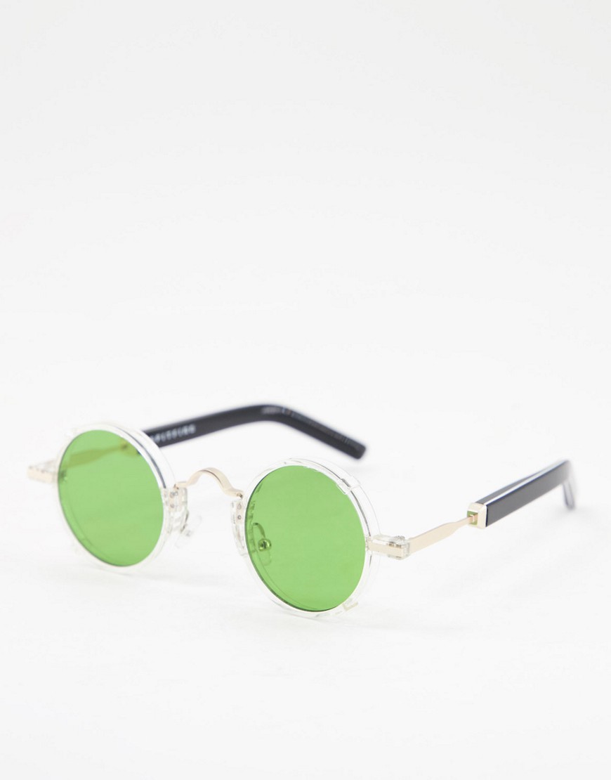 Spitfire – Euph 2 – Genomskinliga runda solglasögon i unisex-modell med gröna glas