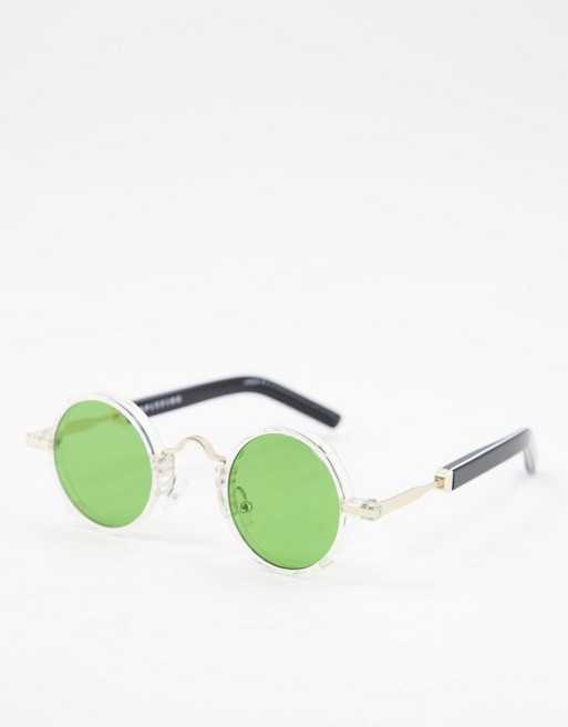 Spitfire Euph 2 unisex round sunglasses in clear with green lens