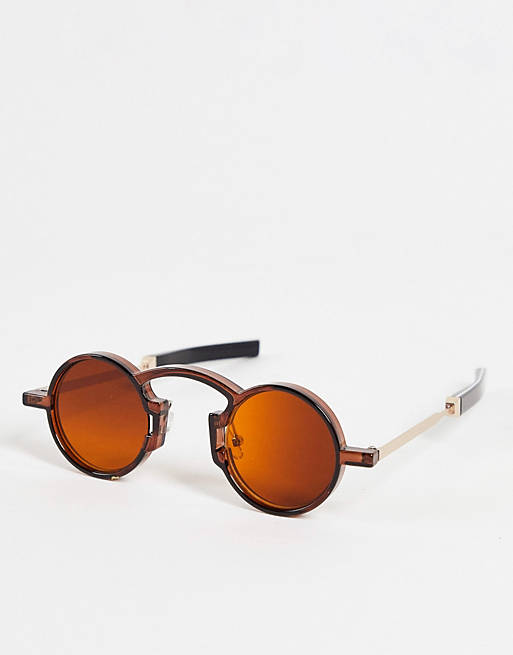 Spitfire Euph unisex round sunglasses in brown with brown lens