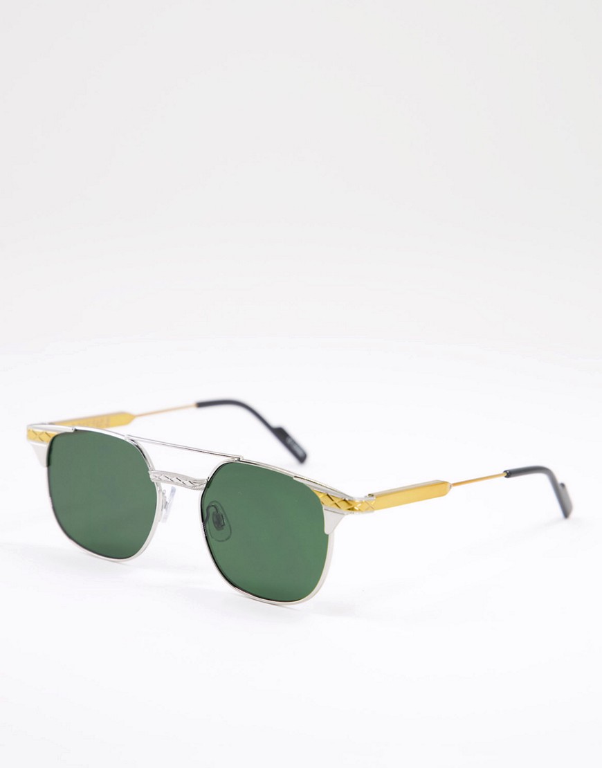Spitfire - Grit - Ronde uniseks zonnebril met groene glazen in zilverkleur