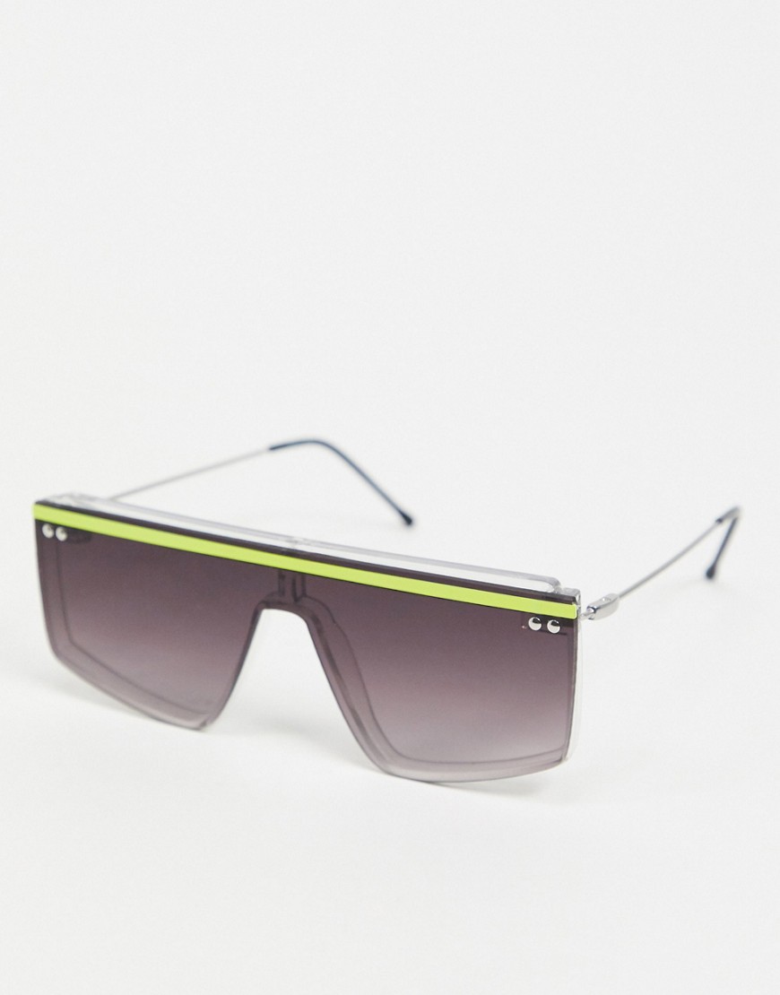 Spitfire HCD flat brow sunglasses with yellow piping-Black