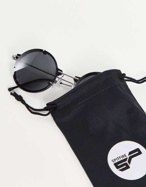 Spitfire Ift unisex round sunglasses in black with black 