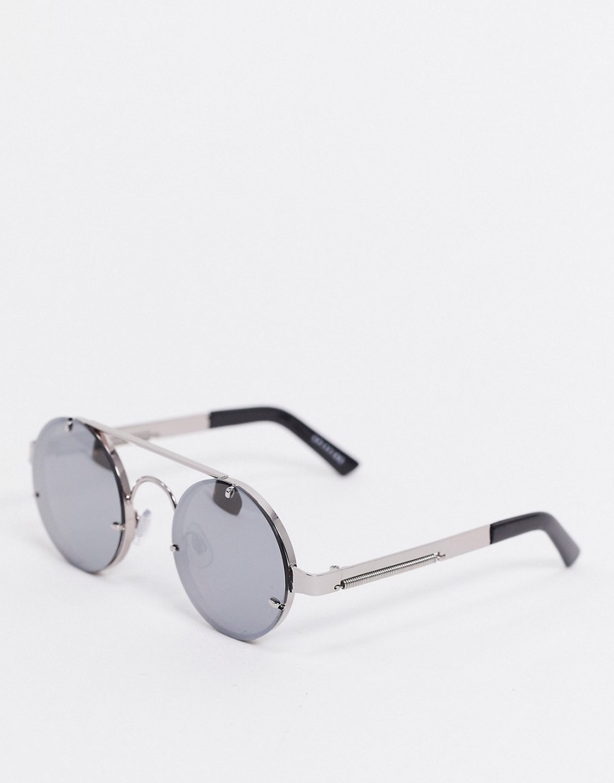 Spitfire - Lennon 2 - Ronde zonnebril in zilver met spiegelglazen