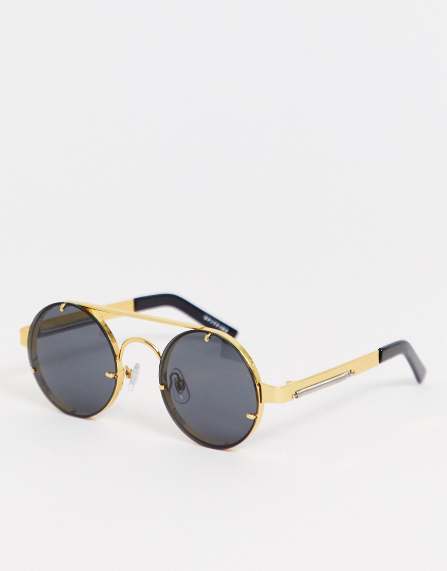 Spitfire - Lennon 2 - Ronde zonnebril in zwart en goud