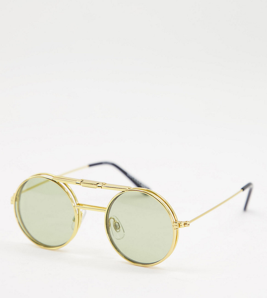 Spitfire Lennon Flip unisex sunglasses with olive green lens in gold - exclusive to ASOS