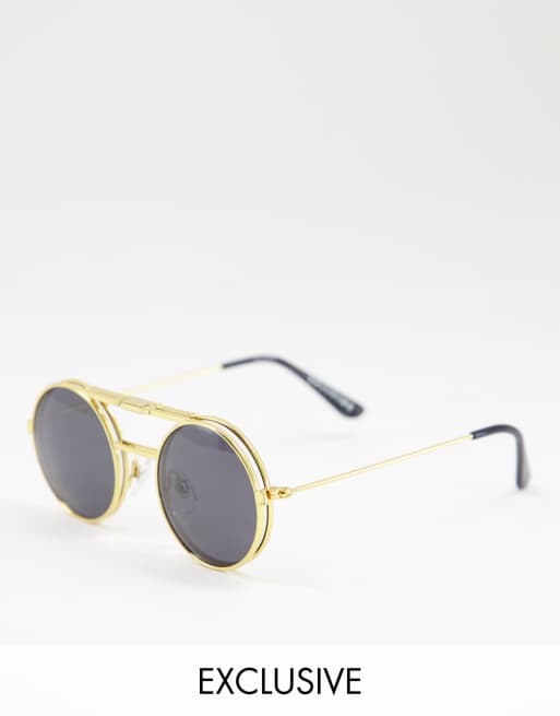 Spitfire – Lennon Flip – Złote okulary przeciwsłoneczne z czarnymi szkłami – tylko w ASOS