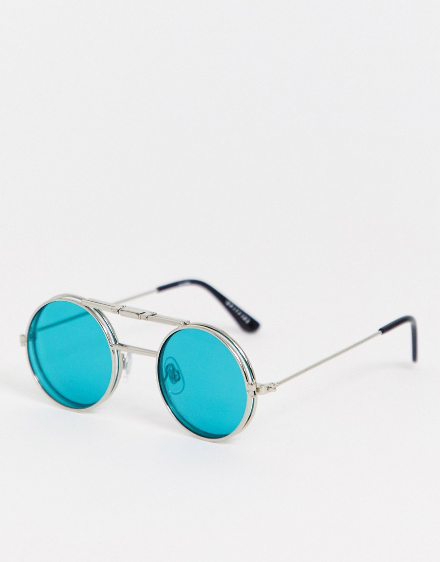 Spitfire - Lennon - Occhiali tondi con lenti turchesi alzabili-Blu