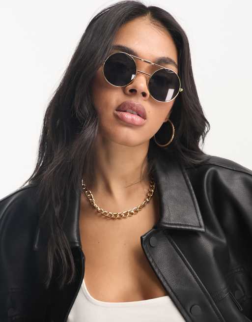  Spitfire Lennon round flip sunglasses in black and gold