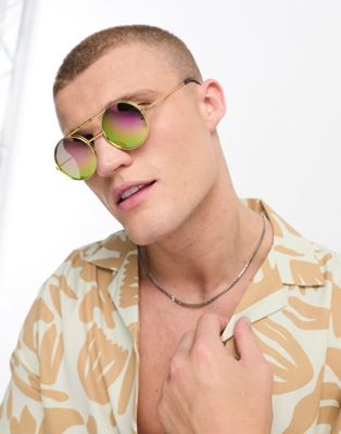 Spitfire Lennon round flip sunglasses in lilac and gold - exclusive to ASOS