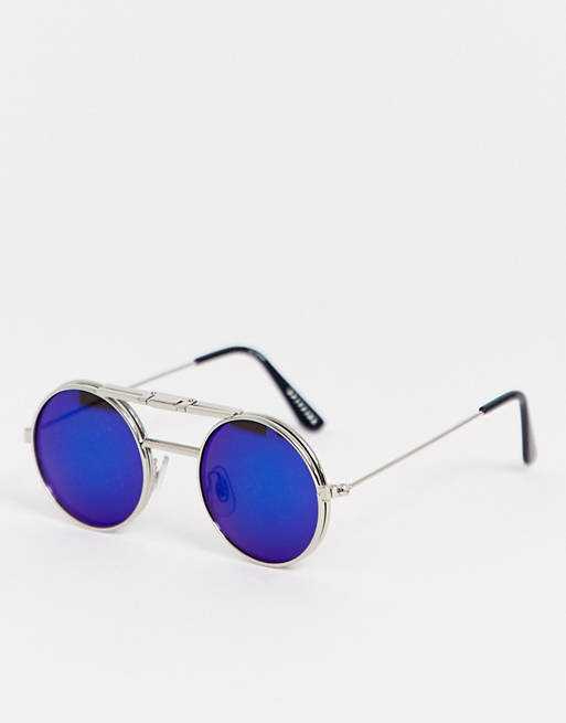  Spitfire Lennon round flip up glasses in blue 