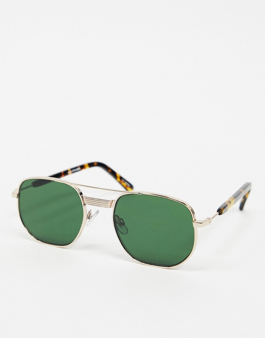 Spitfire - Nailsea - Aviator zonnebril in goud met groene glazen
