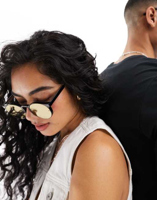 Spitfire post punk round sunglasses in black with gold 