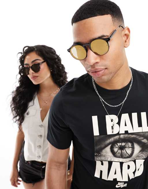 Spitfire post punk round sunglasses in black with gold  display picture 3