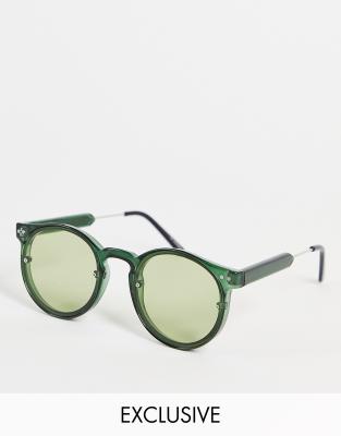 green lens round sunglasses