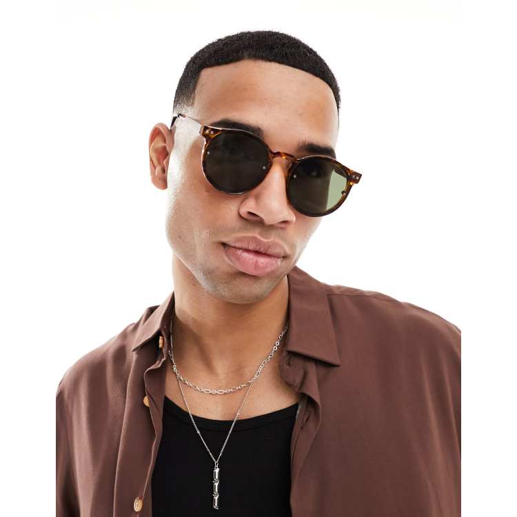 Spitfire post punk round sunglasses in tort with black lens  display picture 1