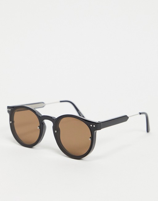 Spitfire Post Punk unisex round sunglasses in black