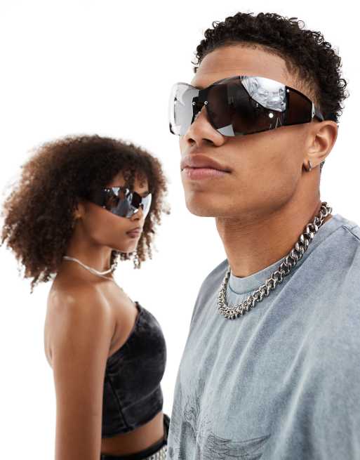 Mirrored shield sunglasses on sale