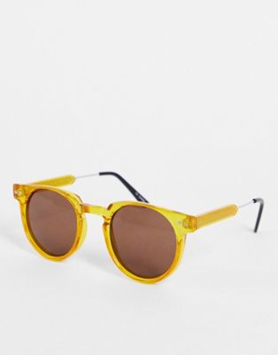 Spitfire Teddy Boy round sunglasses in retro yellow - exclusive to asos