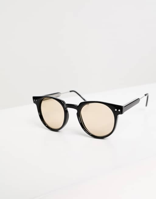 Spitfire – Teddy Boy – Runde Sonnenbrille in Schwarz mit hellbraunen Gläsern, 2 von 4