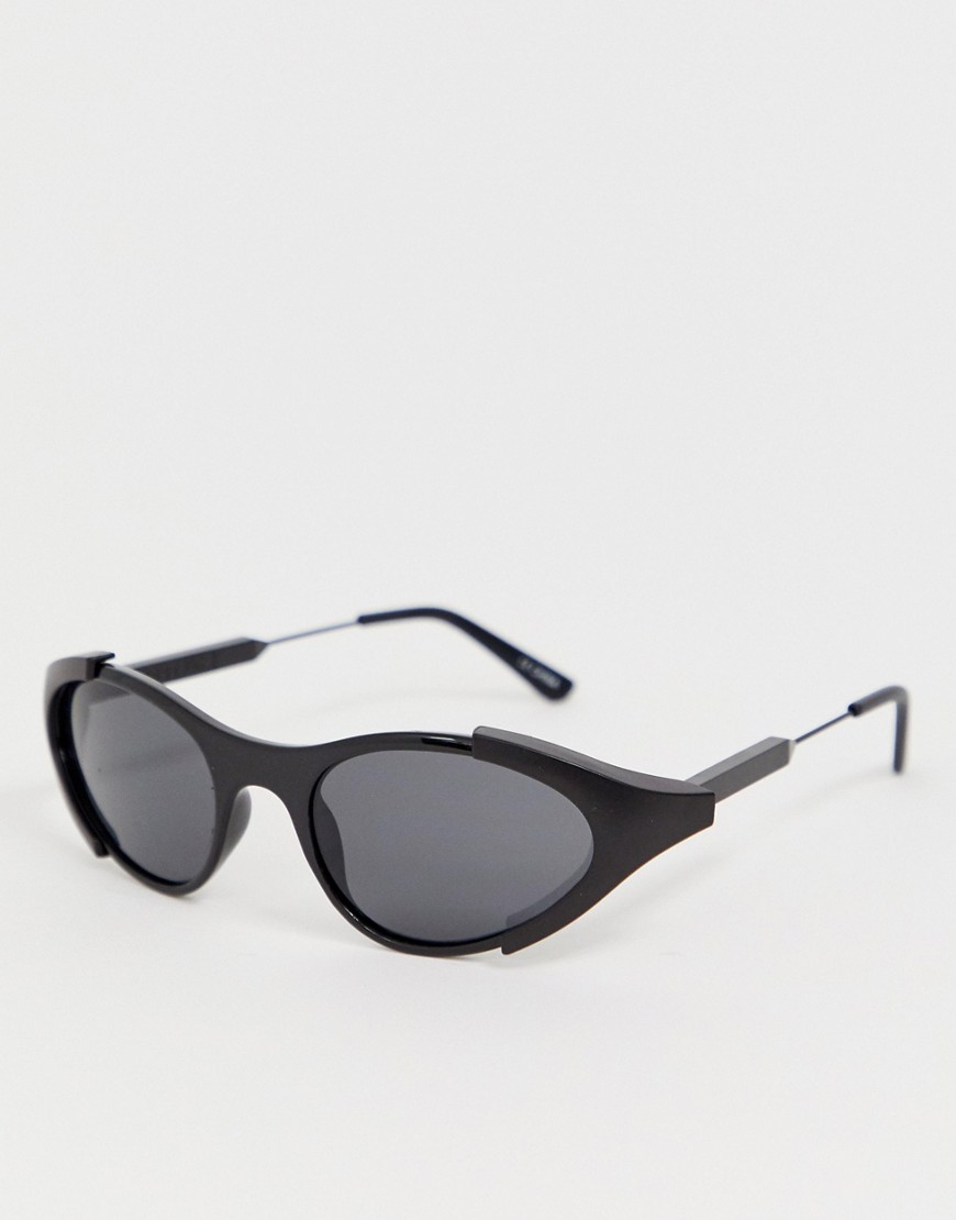 Spitfire wrap around round sunglasses in black
