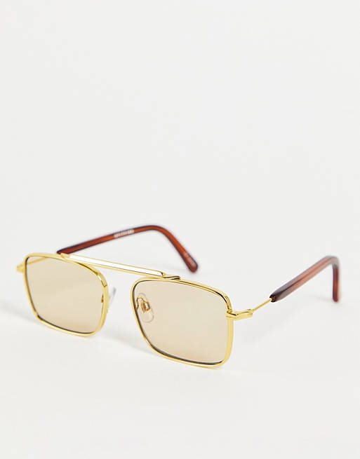 Spitfire Jordell unisex metal flatbrow sunglasses with tan lens in gold