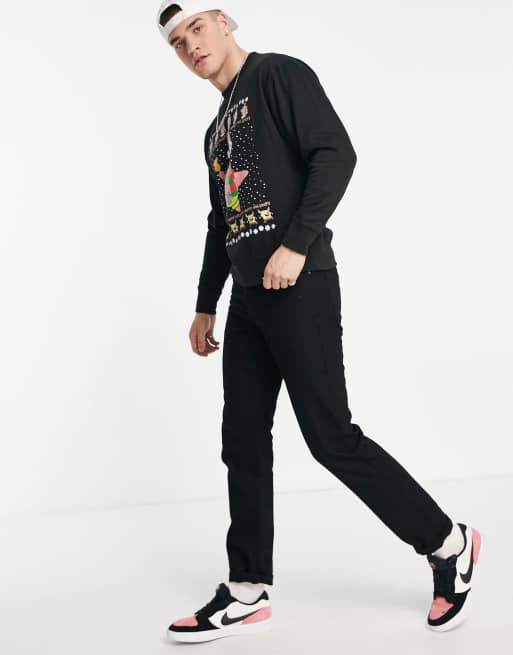 Spongebob Patrick christmas sweatshirt in black, 4 of 4