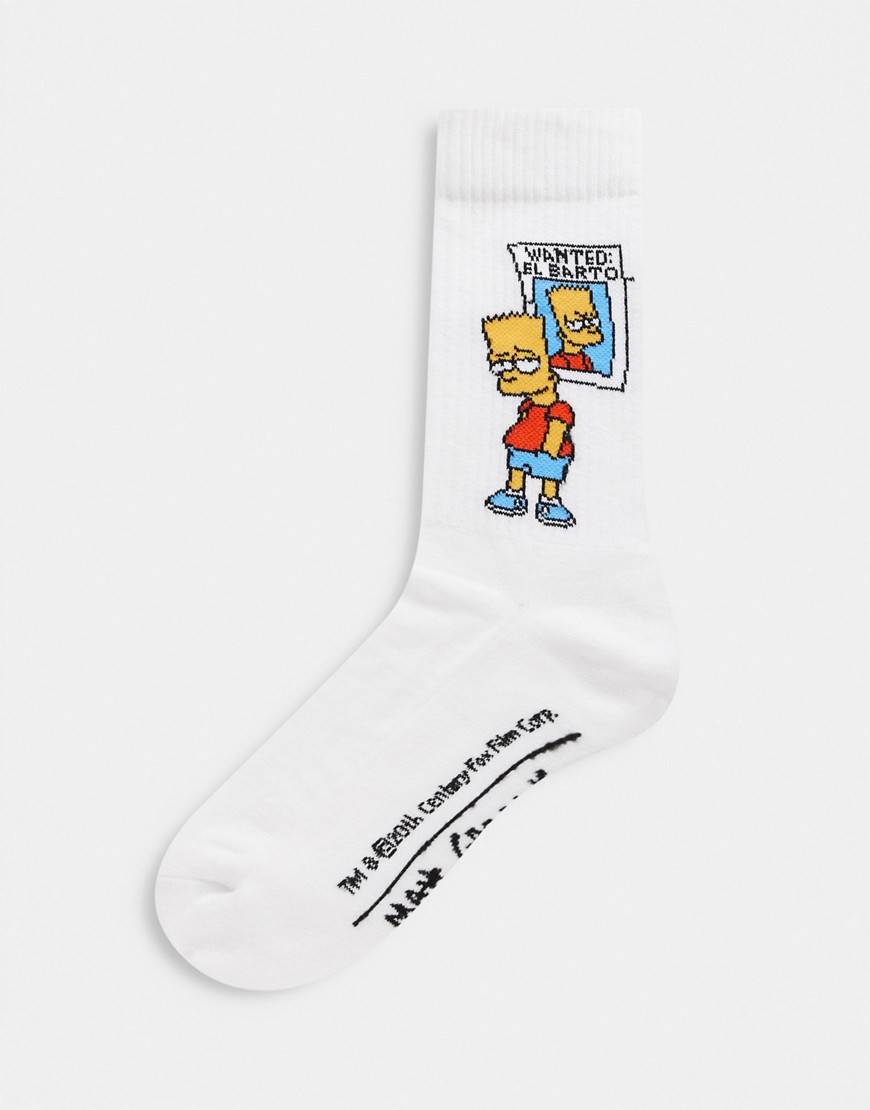 фото Спортивные носки с дизайном "барт симпсон" asos design-белый