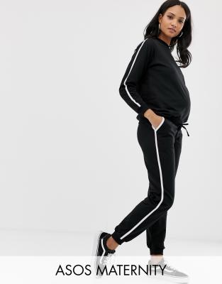 фото Спортивный костюм из свитшота и джоггеров с посадкой под животом asos design maternity-черный asos maternity