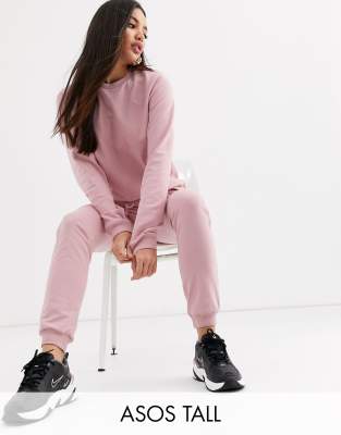 фото Спортивный костюм из свитшота и джоггеров с завязкой asos design tall ultimate-розовый asos tall