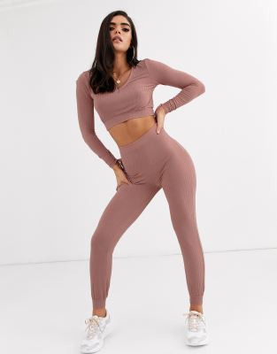 фото Спортивный костюм в рубчик asos design-розовый