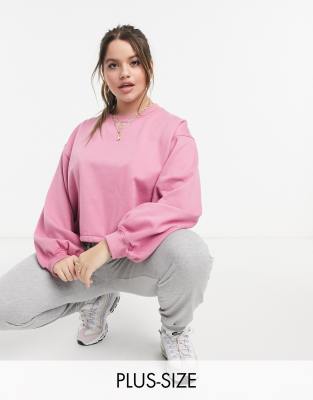Спортивный укороченный свитшот розового цвета на кулиске In The Style Plus x Courtney Black-Розовый