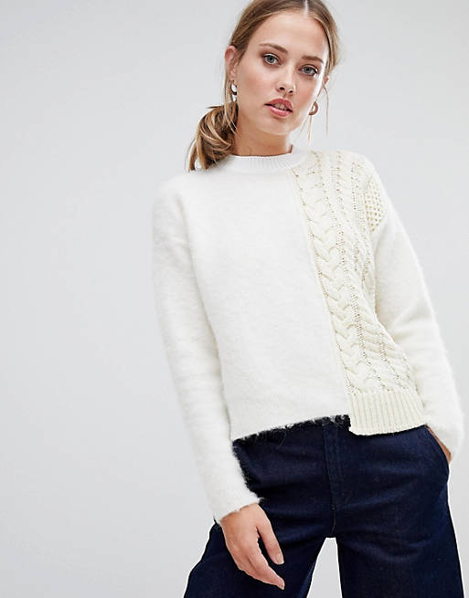 Sportmax Cable Knit Cropped Sweater in White Womens Jumpers and knitwear Sportmax Jumpers and knitwear 