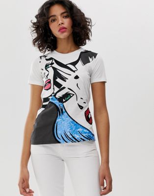 Sportmax – Code – pop art-mönstrad t-shirt-Flerfärgad