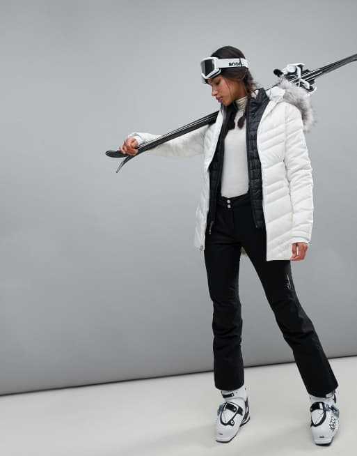 Spyder timeless long 2025 faux fur ski jacket