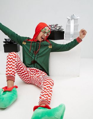 SSDD Kerstmis elf onesie met bellen-Groen