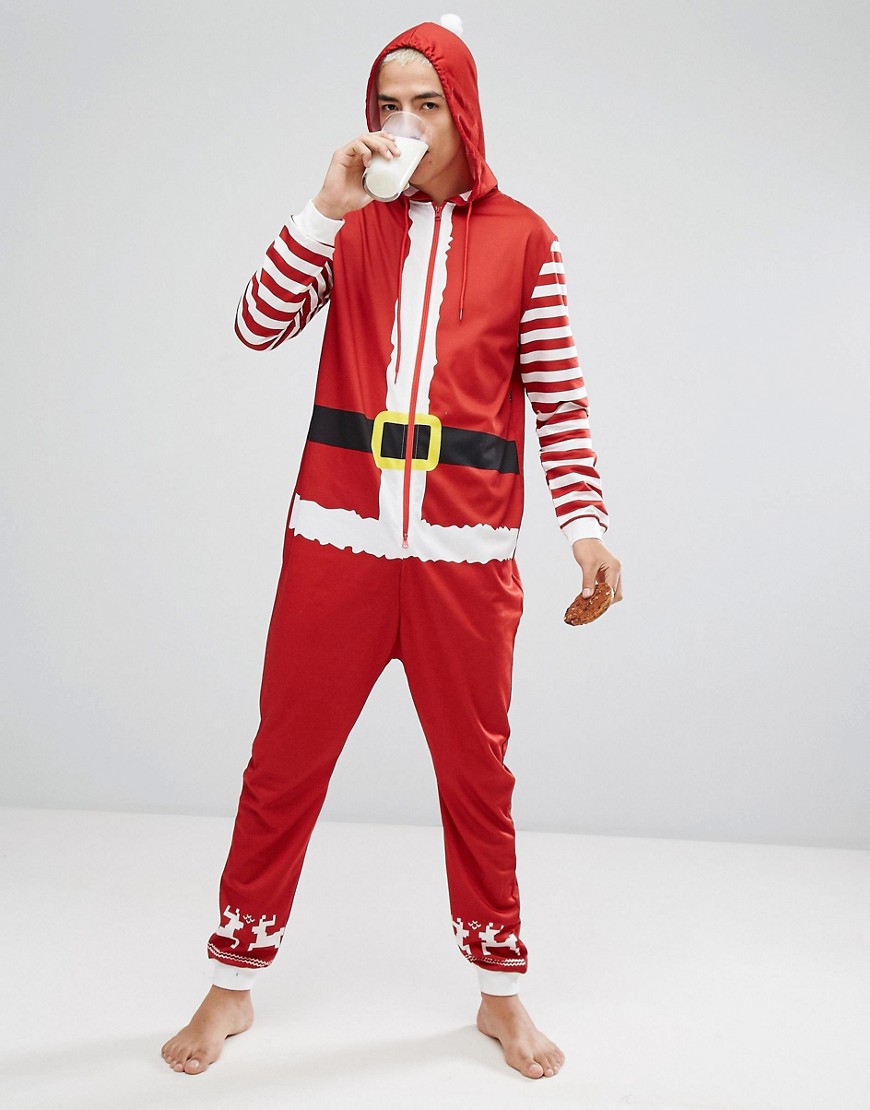 SSDD Kerstmis kerstman onesie met capuchon-Rood
