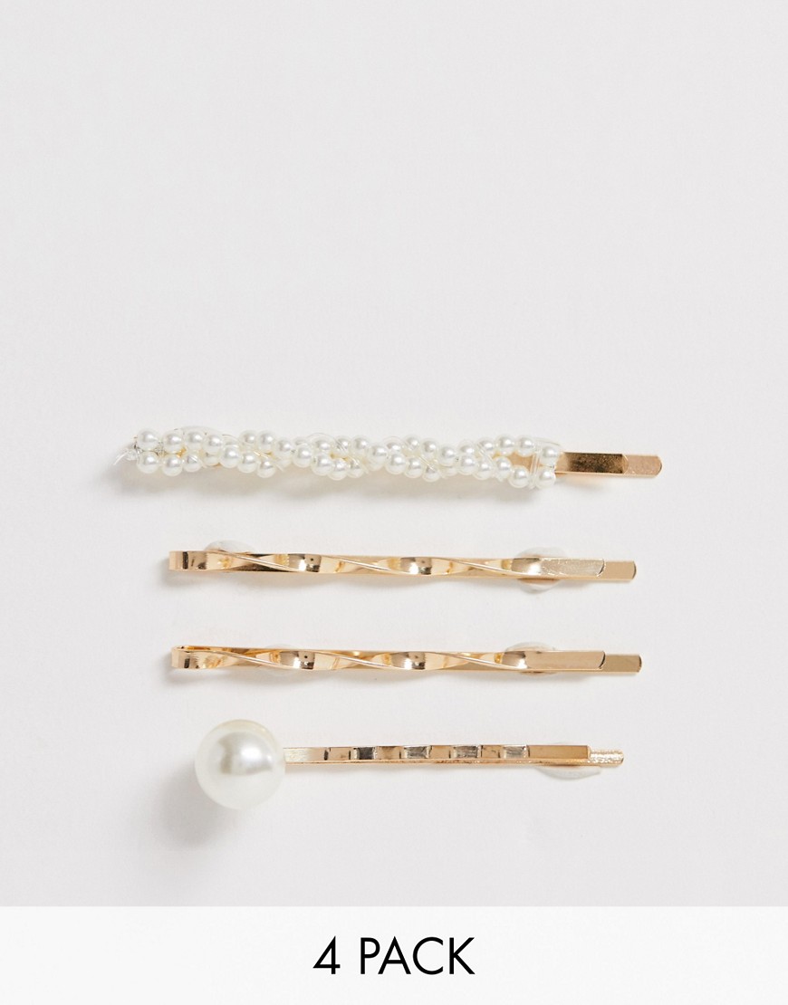 Sæt med hårnåle med imiterede perler fra DesignB London - Multipak-Guld