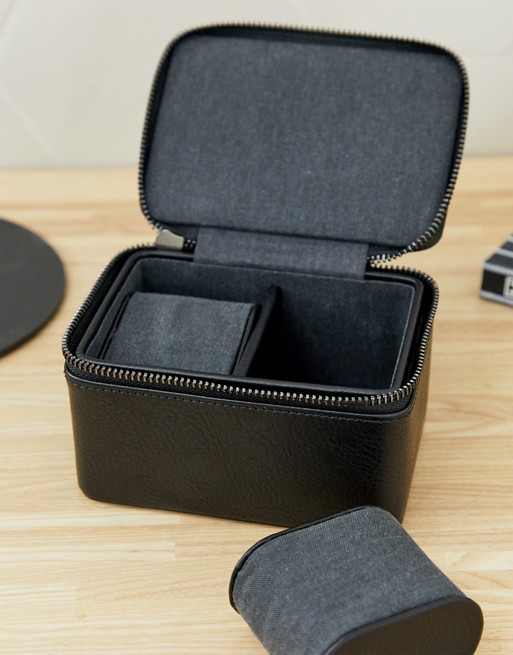 Stackers black double zipped travel watch  box