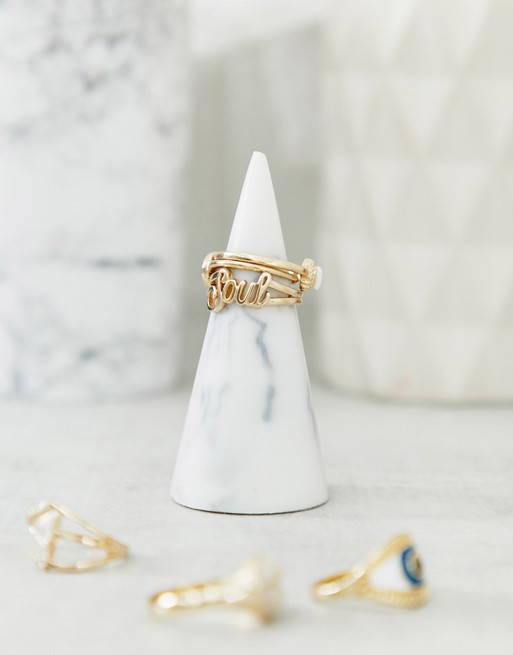Stackers white marble small cone ring holder