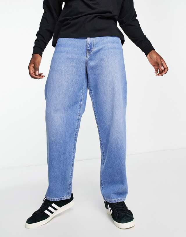 Stan Ray - 5 pocket wide mid wash jeans in blue