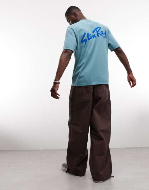 Stan Ray - Blå T-shirt med korte ærmer, logo og print på ryggen - view 1