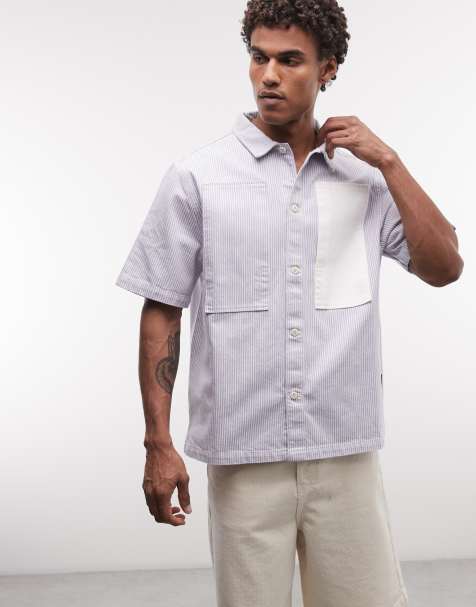 Stan Ray - Camicia a maniche corte blu a righe - view 1