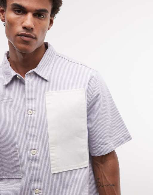 Stan Ray - Camisa azul a rayas de manga corta, 5 de 5