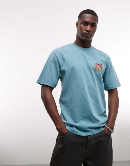 Stan Ray chilli graphic back print short sleeve t-shirt in blue, 3 of 5