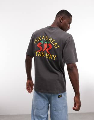 Stan Ray chilli graphic back print short sleeve T-shirt in washed black washed black