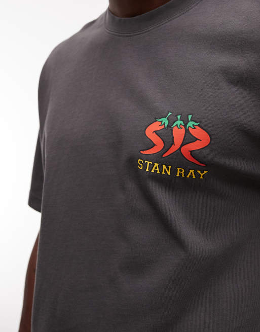 Stan Ray chilli graphic back print short sleeve t-shirt in washed black, 3 of 5