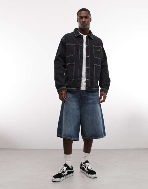 Stan Ray denim button up utility style jacket in black wash, 2 of 5