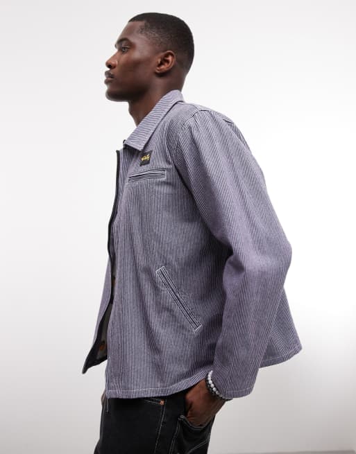 Stan Ray - Denim jack met rits en hickory strepen in blauw multi, 4 van 5